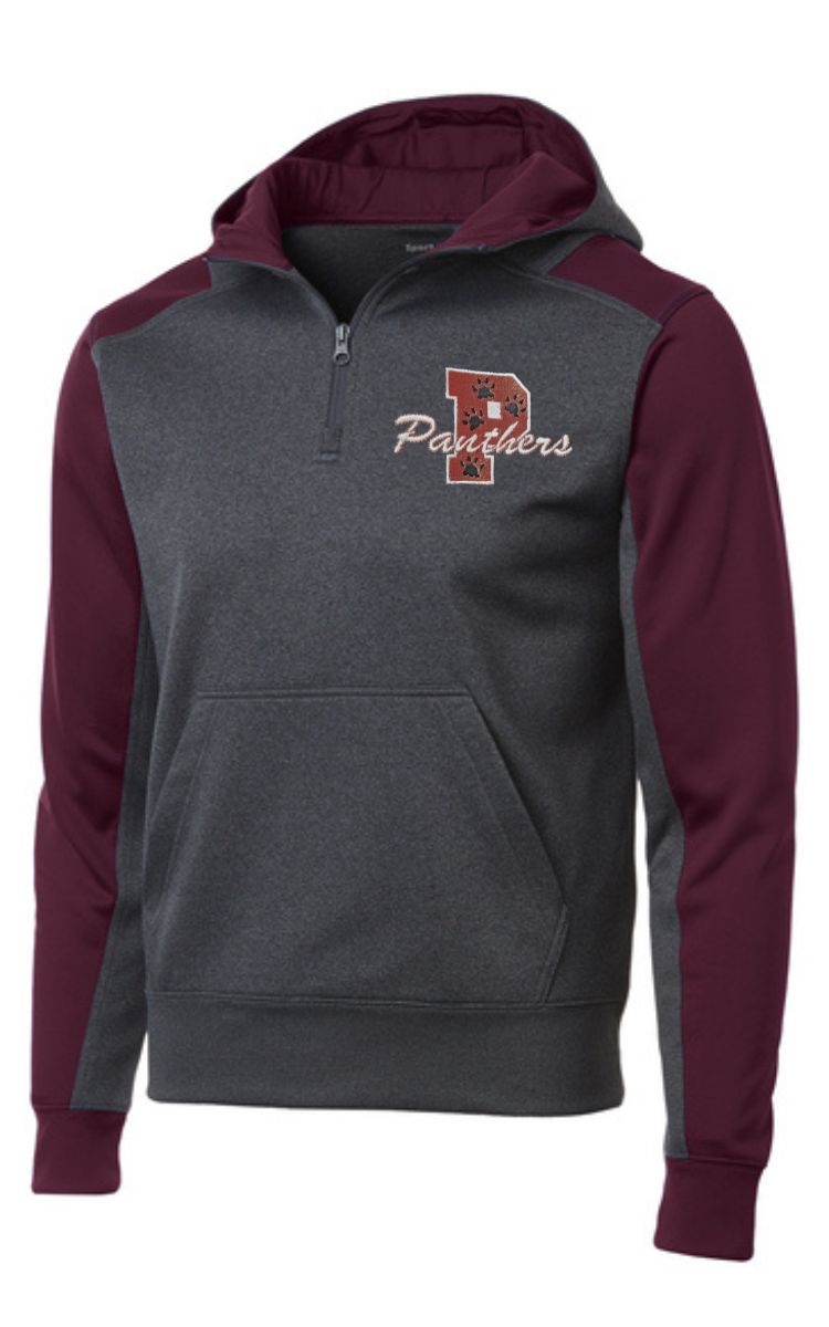 Paulding Panthers Embroidered Fleece Colorblock 1/4-Zip Hooded Sweatshirt