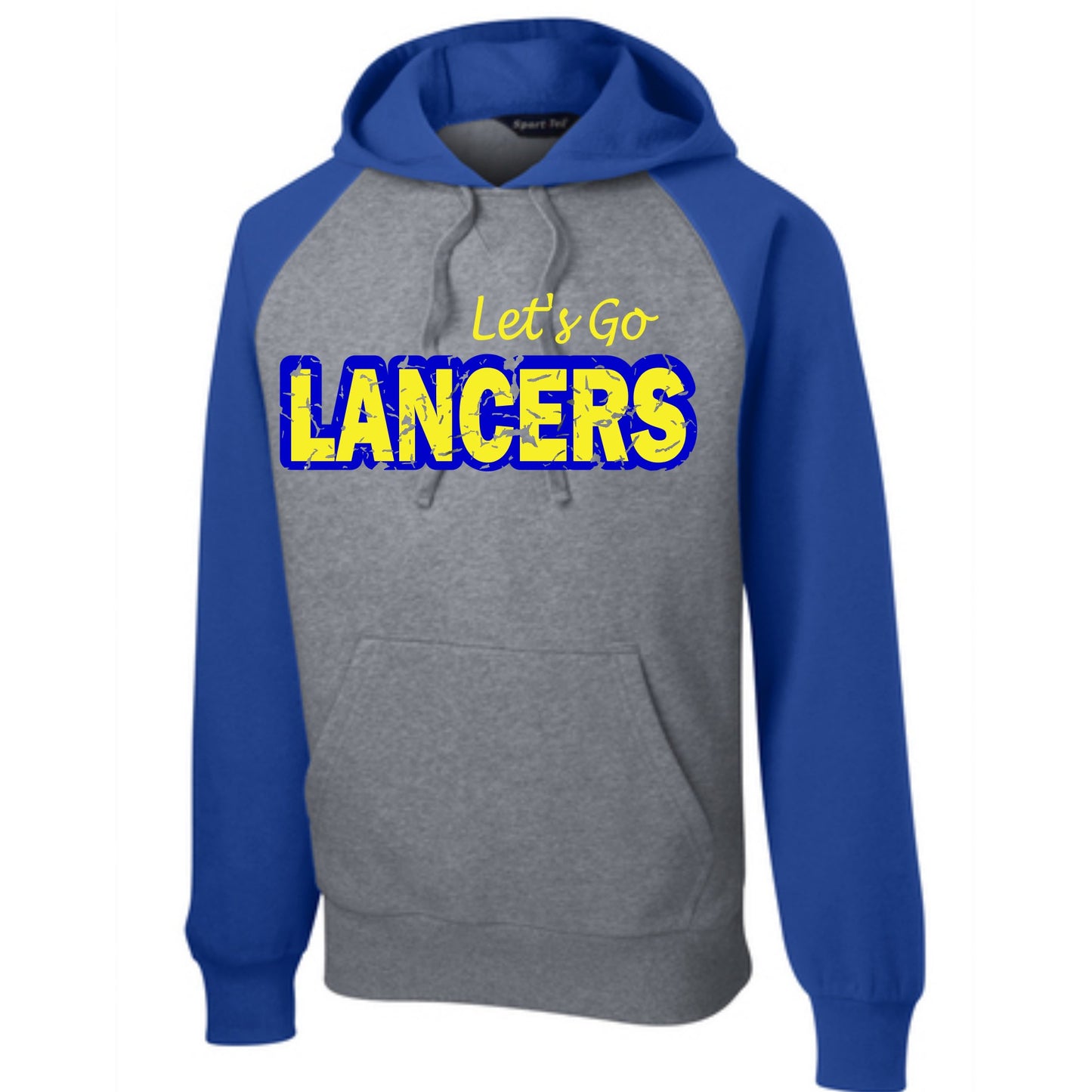 Let's Go Lancers-Sport-Tek Raglan Colorblock Pullover Hooded Sweatshirt