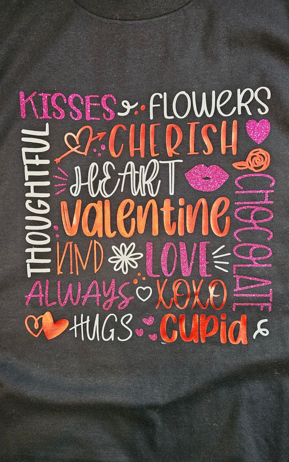 Valentine words glitter and metallic