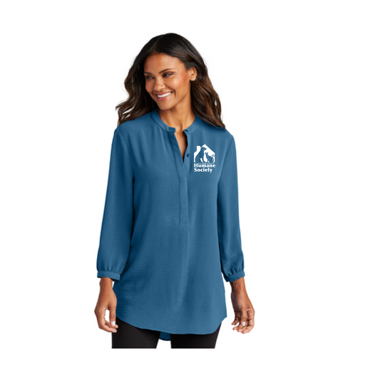 Port Authority Embroidered Ladies 3/4-Sleeve Textured Crepe Tunic-LW713