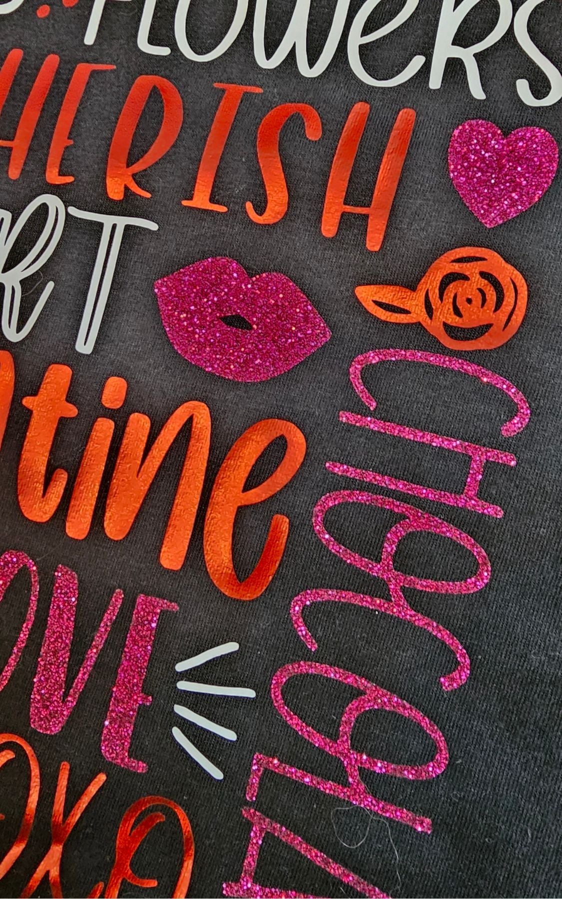 Valentine words glitter and metallic