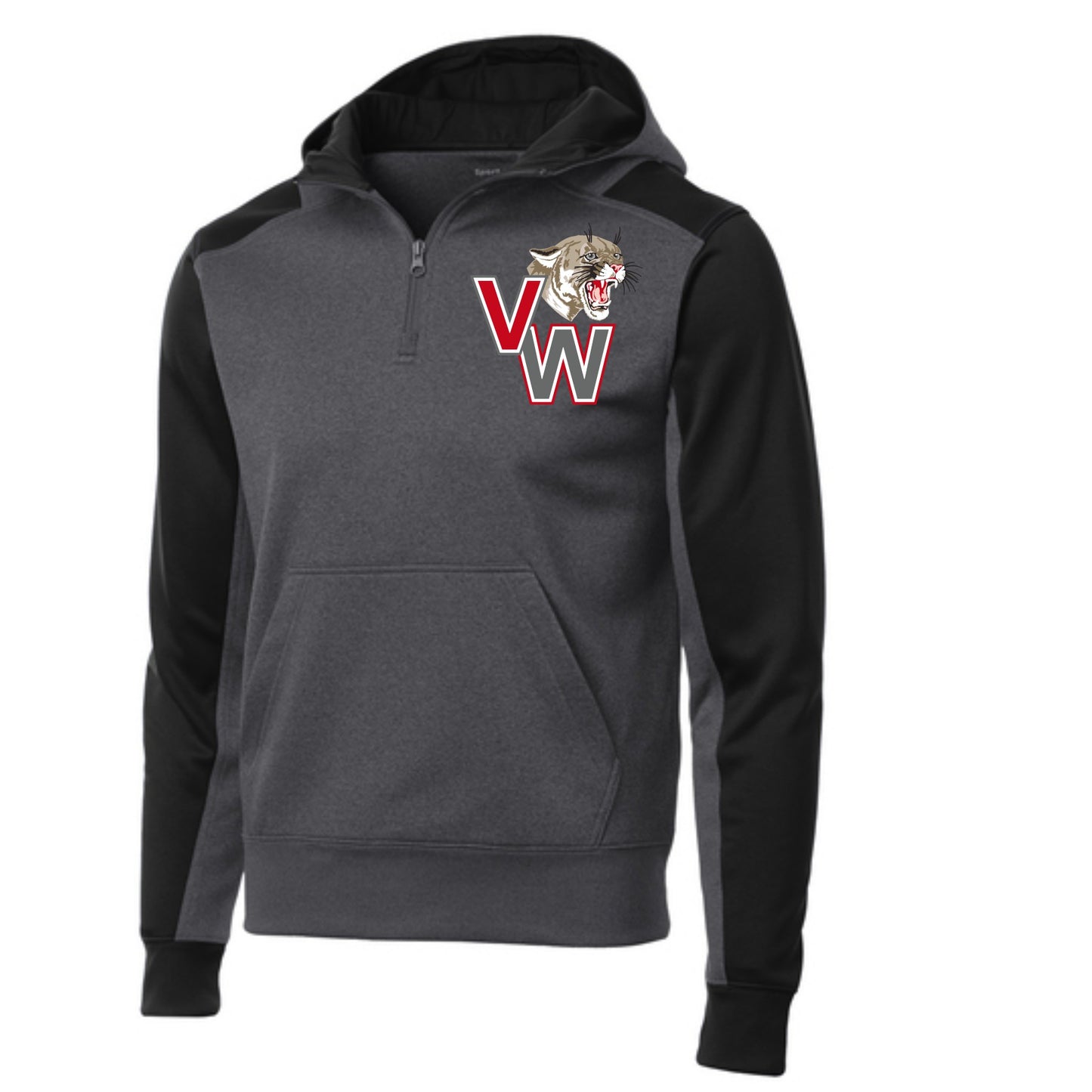 Embroidered VW Cougar-Sport-Tek Tech Fleece Colorblock 1/4-Zip Hooded Sweatshirt