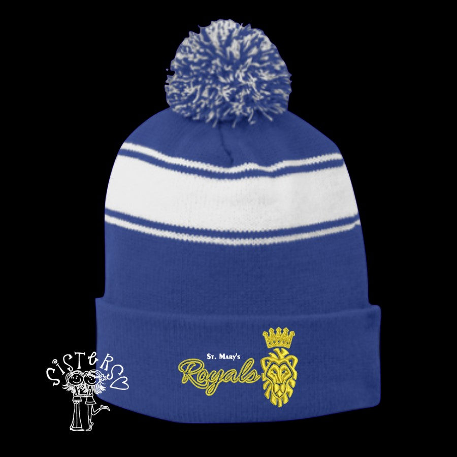 Royals Stripe Pom Pom Beanie